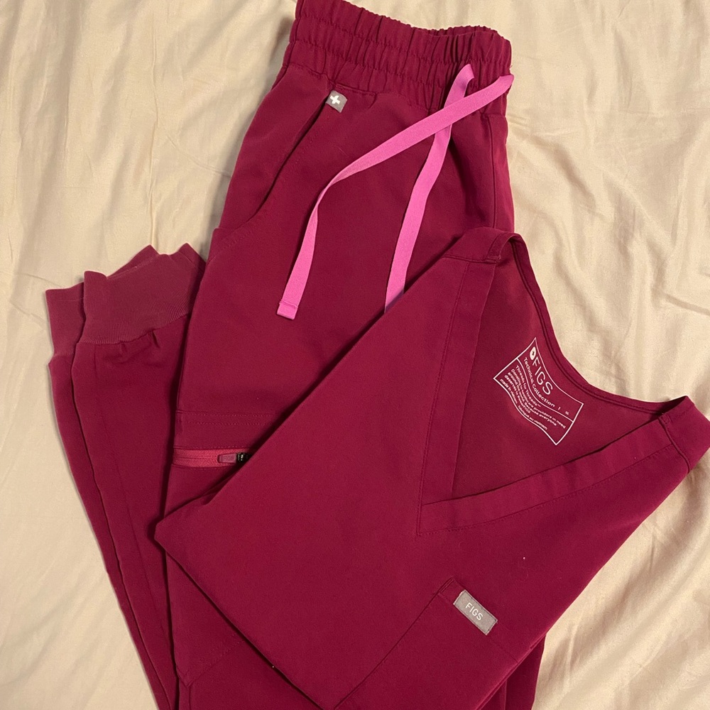 Figs Magenta Set OG high waisted zamoras and Catarina top both size small